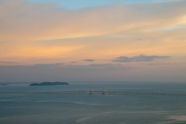 Günbatımında Penang Köprüsü Nde Hava Görüntüsü — Stok fotoğraf