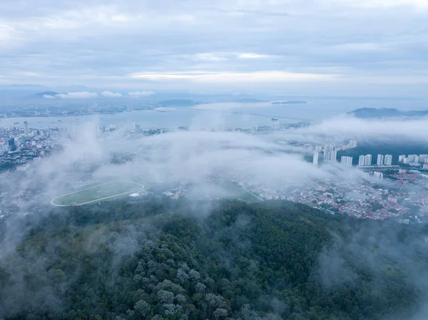 Aerial View Penang Turf Club Sea Cloud Penang Hill Cloudy — Stock Photo, Image