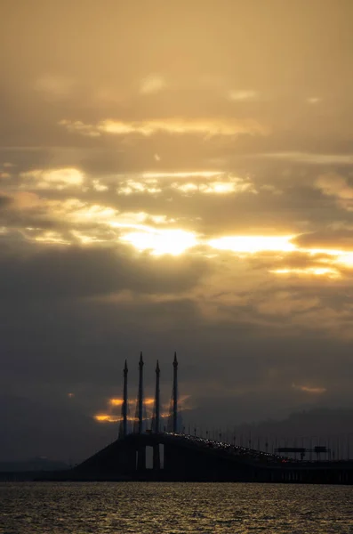 Colorful Cloud Morning Penang Bridge — Stock Photo, Image