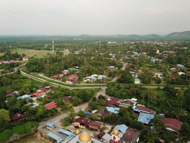 Drone view Malays kampung, Penanti 'de akşam vakti.