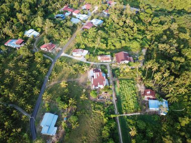 Kampung Juru 'daki hava manzaralı Malay evi..
