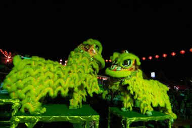 Sokakta aslan dansı gösterisi.