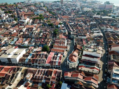 Penang 'daki hava manzaralı eski miras evi..