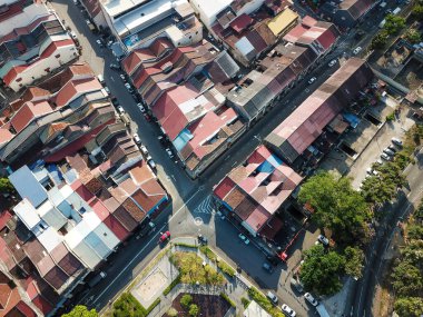 Penang caddesindeki hava manzaralı kavşak..