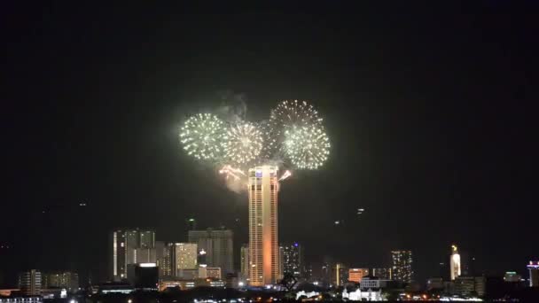 Timelapse Firework Display Komtar Top New Year — Stock Video