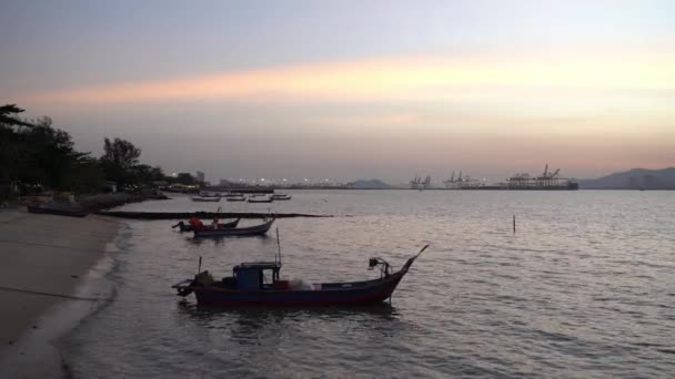 Crepuscolo Ora Barca Pesca Bagan Ajam — Video Stock