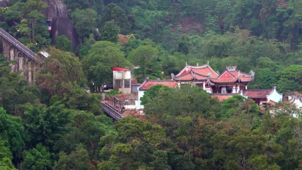 Coche Funicular Bajar Estación Con Árboles Verdes Ambiente — Vídeos de Stock