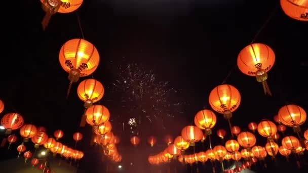 Grüne Schlange Ast Neben Rotem Umschlag Schlangentempel Penang — Stockvideo