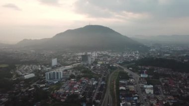 Sabah hava manzaralı Bukit Mertajam kasabası.