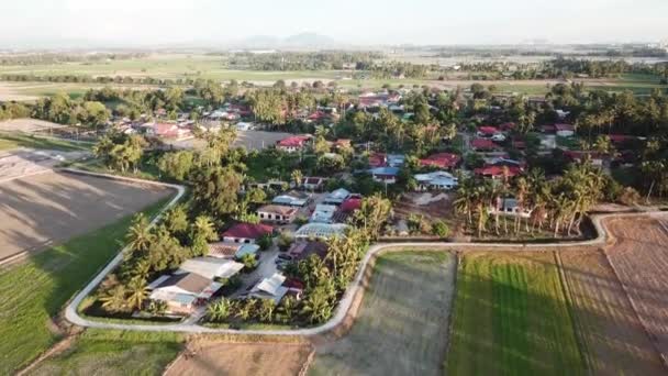 Volar sobre la casa de campo tradicional en Penaga, Penang . — Vídeo de stock