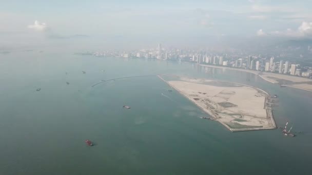 Recuperación de vista panorámica Gurney Wharf en Penang Island . — Vídeo de stock