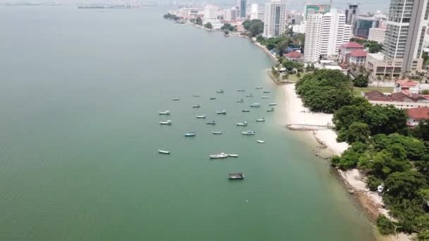 Porto di pesca a Gurney, Penang . — Video Stock