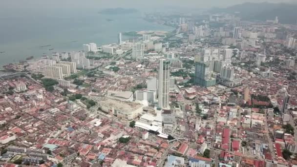 Flygfoto George Town Penang stadsutsikt. — Stockvideo