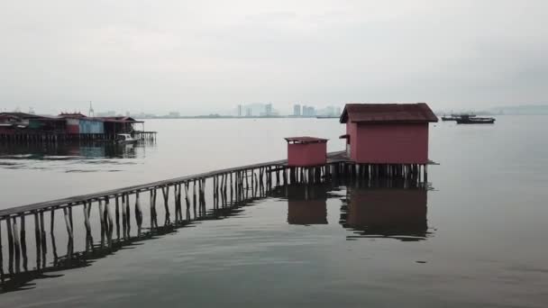 Widok rano Tan Jetty, Penang. — Wideo stockowe