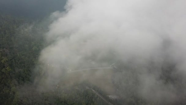 环绕着绿树的宁静的Ayer Itam大坝的空中景观 — 图库视频影像