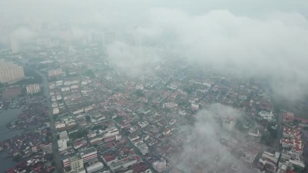 Mattina nebbia aerea a Penang George Town . — Video Stock