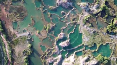 Guar Petai 'deki Turkuaz Gölü' nün havadan görünüşü Jiuzaigou olarak da bilinir.