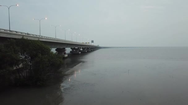 Repülj a mangrove fa mellett Penang második hídjánál. — Stock videók