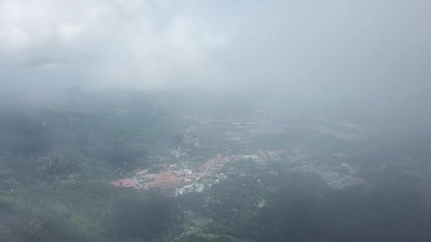 Aerial misty evening near Balik Pulau — Stock Video