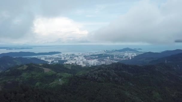 Letecká krajina zelené plantáže a malé město — Stock video