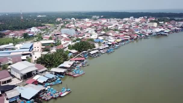 Vue aérienne village de pêcheurs chinois — Video