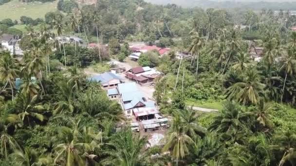 Volare aerea sopra il tradizionale villaggio asiatico — Video Stock