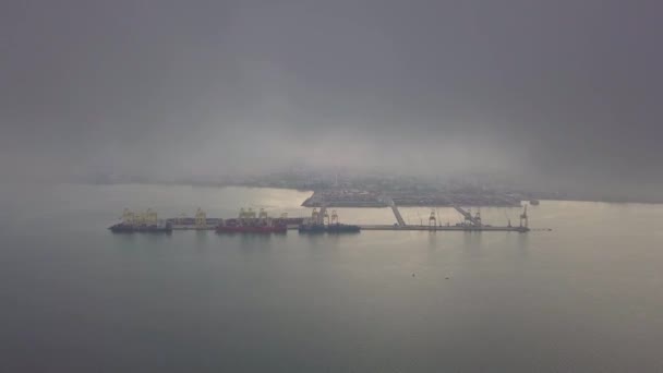 Flygfoto North Butterworth Container Terminal tidigt på morgonen — Stockvideo