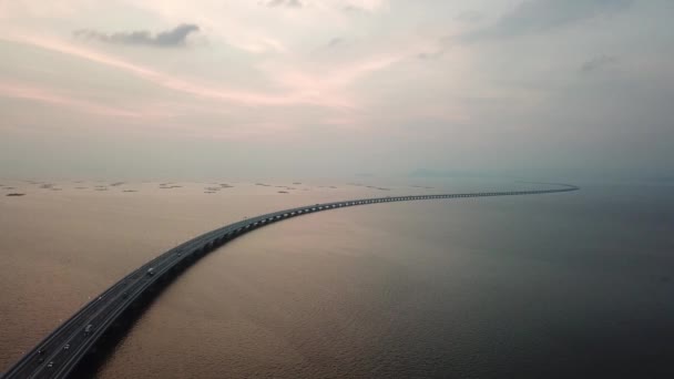 Aerial Penang Second Bridges. Sultan Abdul Halim Muadzam Shah Bridge — Stock Video