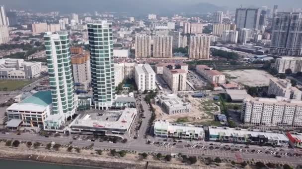 Vista aérea Automall último centro comercial de coches con puntos de venta de alimentos . — Vídeo de stock