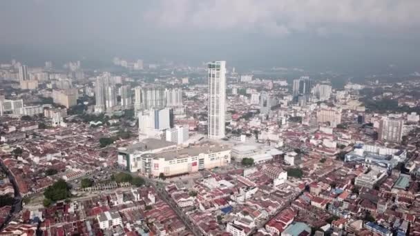 Aerial view Prangin Mall ve Georgetown UNESCO Tarihi Sitesi — Stok video