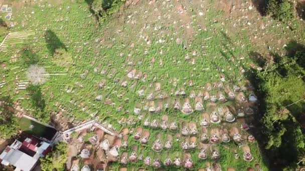 Bird eye view chinese tomb in early morning. — Stock Video