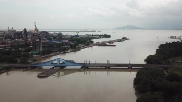 Vista aérea Prai Swing Bridge . — Vídeos de Stock