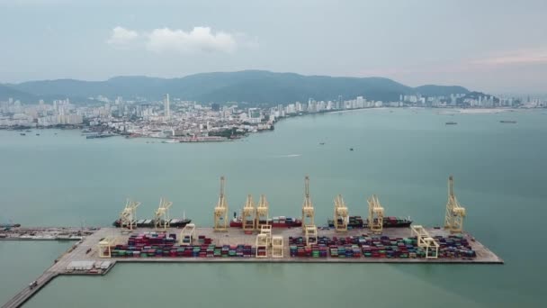 Aerial North Butterworth Container Terminal (NBCT) — Stock Video