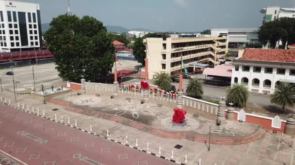 Aerial I love SP at Dataran Zero Kilometer — Stok Video