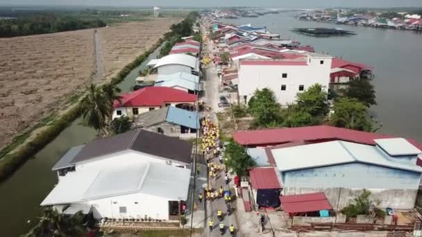 Aerial bienvenida Mazu Diosa del Mar en procesión . — Vídeos de Stock