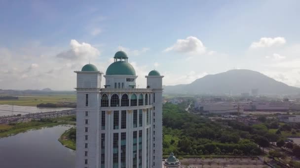 Flygfoto MBSP byggnad, administrerar Seberang Perai, — Stockvideo