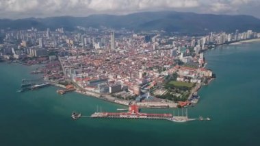 Penang Adası 'ndaki Penang Limanı Swettenham' ın hava görüntüsü.