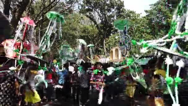 Multidões desfrutar de dança com devoto transportar kavadi . — Vídeo de Stock
