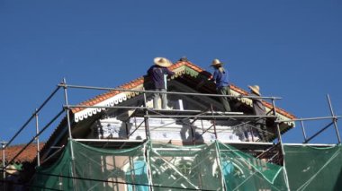 George Town, Penang / Malezya - Ocak 03 2020: UNESCO Dünya Mirası Georgetown 'daki işçi mirası binasını yeniledi.