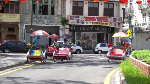 George Town Penang Malasia Ene 2020 Trishaw Espera Pasajero George — Vídeos de Stock
