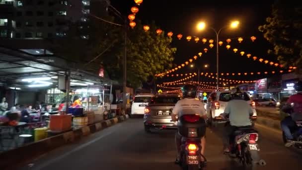 Raja Uda Penang Malaisie Janv 2020 Route Avec Lanterne Rouge — Video