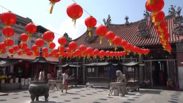 George Town Penang Malaysia Jan 2020 Goddess Mercy Decorated Red — Stock Video