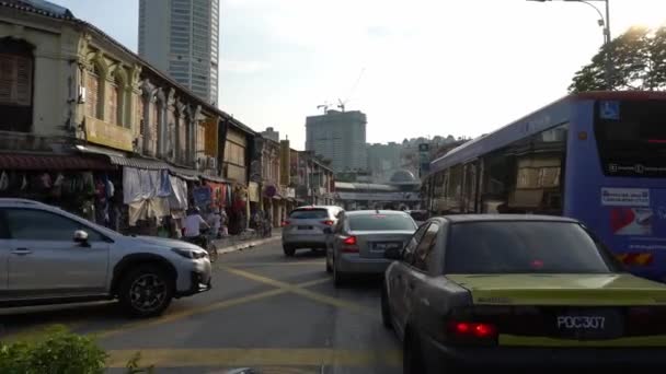 George Town Penang Malásia Janeiro 2020 Dirija Penang Road Com — Vídeo de Stock