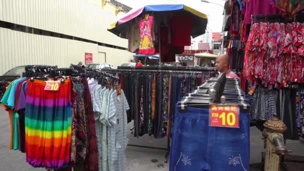 George Town Penang Malaysia Jan 2020 Cloth Sellers 적절하게 칸막이를 — 비디오