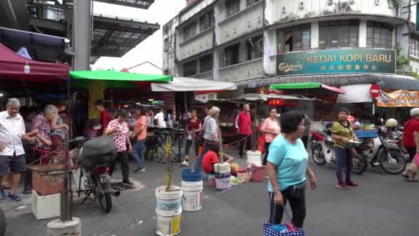 George Town Penang Malásia Janeiro 2020 Multidão Atende Mercado Manhã — Vídeo de Stock