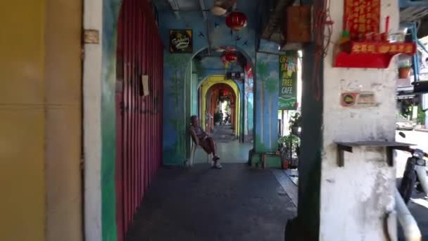 George Town Penang Malaysia Jan 2020 Dolly Man Sitter Vid — Stockvideo