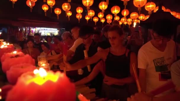 George Town Penang Maleisië Jan 2020 Vreemdelingen Bidden Ook Tot — Stockvideo