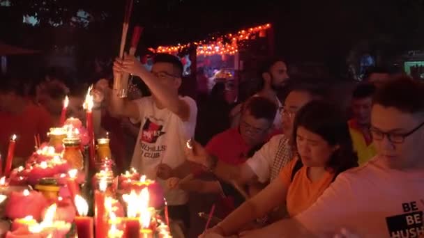 George Town Penang Malezya Ocak 2020 Çinliler Joss Çubuğu Mum — Stok video