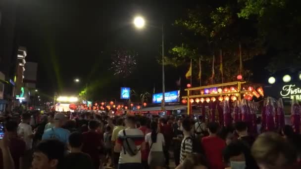 Georgetown Penang Malaysia Feb 2020 Crowd Visit Chew Jetty Celebrate — 비디오