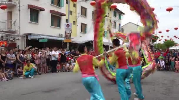 Georgetown Penang Malezja Lutego 2020 Tłum Cieszy Się Pokazem Tańca — Wideo stockowe